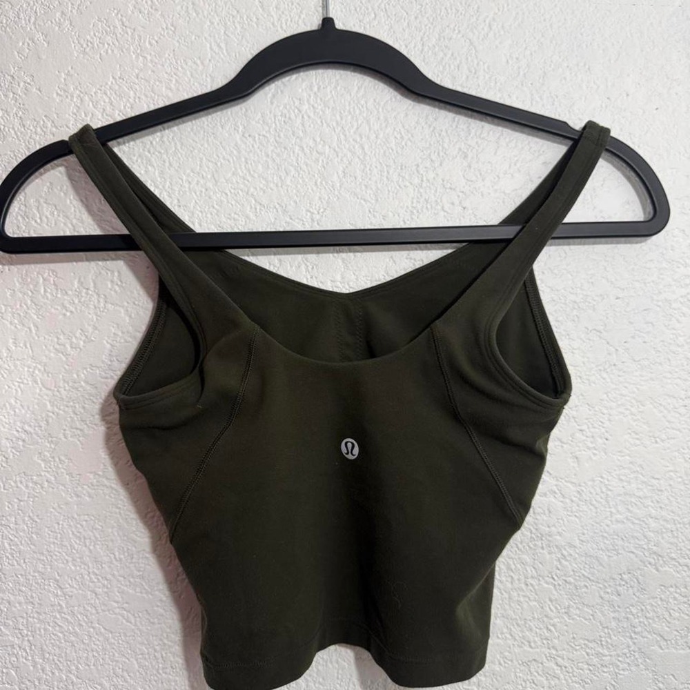 lululemon Align Tank Dark Olive Nulu Cropped Built In Bra Size 2 lululemon